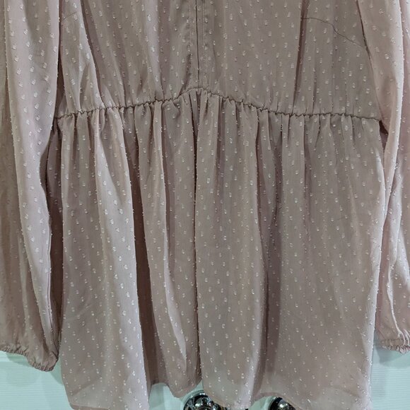 Torrid Women's Sheer Dusty Pink Tunic, Size 2, Peplum Style, Vneck, Long Sleeve - Picture 5 of 16